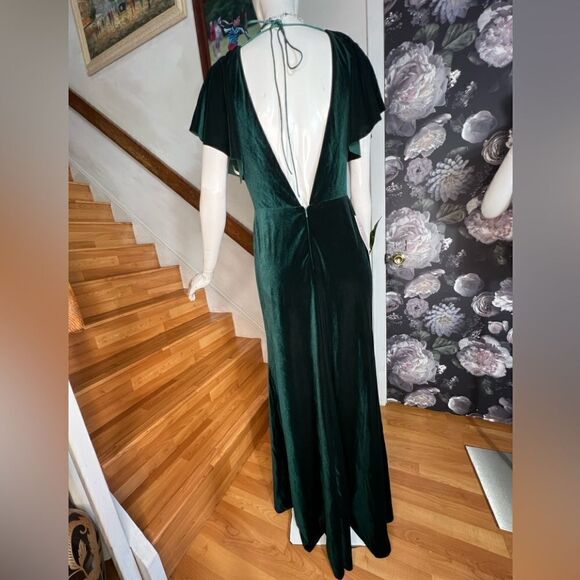 BHLDN x Jenny Yoo Ellis Flutter-Sleeve Open-Back Stretch Velvet Gown/ size 6 - Picture 7 of 10